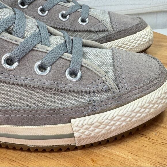 Converse Elsie Linen Suede Sherpa Lined High Top Sneakers Taupe Gray 6.5 - Picture 7 of 11